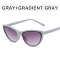 Cat eye sunglasses featuring a light gray frame and purple-gray gradient lenses - Grey Frame Double Grey