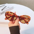 Gafas de sol ovaladas retro con montura de leopardo y cristales marrón claro - Montura de Leopardo / Lentes Té