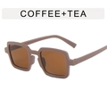 Retro square frame sunglasses in coffee tea color with brown lenses for hip-hop style - Coffee Frame Tea Lens