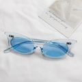 Cat eye sunglasses with transparent light blue PC frame and blue tinted lenses - Blue