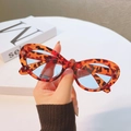 Gafas redondas vintage con estampado de leopardo y montura de carey ámbar chic - Montura Carey Lentes Azul Transparente