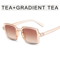 Square tea transparent sunglasses with gradient lenses for women and men in a trendy design - Transparent Tea Frame Gradient Tea