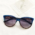 Occhiali da sole oversize sfumati blu con accenti leopardati e dettagli in metallo dorato - Blu Tartaruga