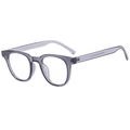 Classic small square sunglasses in transparent purple finish with refined frame - Transparent Grey Frame Clear Lens (Anti-Blue Light)