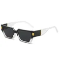 Square thick frame sunglasses in black and transparent finish with dark grey lenses - Black Transparent Frame Black Gray Lens