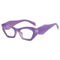 Irregular purple translucent frame sunglasses with silver glitter lenses and retro style - One Size / Transparent Purple Glitter Clear Lenses