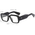 Fashionable oversized square black sunglasses with star rivets on frame and 15cm width - Black Frame Clear Lenses
