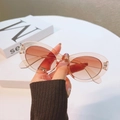 Lunettes de soleil œil de chat roses avec verres dégradés marron pour femme - Monture Thé Transparente Verres Double Marron