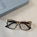 Montatura per occhiali cat-eye in metallo dorato e resina tartarugata grigio-nero per donna - Tartaruga Dorata