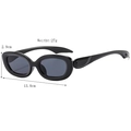 Lunettes de soleil ovales noires vintage avec verres gris foncé et monture 27g - Noir