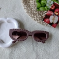 Modern rectangular sunglasses in morandi purple with unique wavy textured frames - Dusty Pink