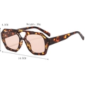 Occhiali da sole retrò a doppio ponte irregolare con montatura leopardata e lenti arancio - Montatura Tartarugata Lenti Tè