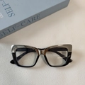 Montatura per occhiali cat-eye anti-luce blu in finitura bicolore nero e argento - Nero Argento
