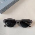 Occhiali da sole vintage cat eye in resina color talpa con lenti grigio scuro - Grigio Premium