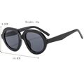 2025 Fashion oversized black round sunglasses with 14.4cm frame for a vintage look - Black