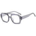 Retro double-bridge irregular hexagon sunglasses in transparent grey fashion frames - Transparent Grey Frame Clear Lens