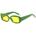 Retro rectangle sunglasses with bright green frames and yellow lenses for a trendy street look - Green