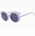 Detail of light purple butterfly frame sunglasses with grey round lenses for girls - Purple Frame Grey Lens
