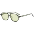Gafas de sol aviador retro de doble puente con montura verde oliva y remaches - Verde Transparente