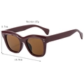 Retro square oversized wine red sunglasses with brown lenses and silver dot accents - Burgundy