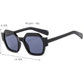 Chic oversized polygonal sunglasses with black frame and purple lenses for women - Black