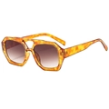 Lunettes de soleil rétro écaille à double pont avec verres dégradés marron et grand cadre - Écaille Jaune