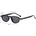 Lunettes de soleil ovales rétro noires avec monture mate de 14cm sur fond blanc pur - Noir