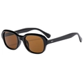 Gafas de sol retro con montura negra, lentes ámbar y elegantes remaches de metal - Montura Negra Lentes de Té