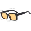 Lunettes de soleil carrées avec monture noire et verres orange, taille 15,1 cm x 4,1 cm - Monture Noire Verres Jaunes