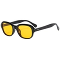 Lunettes de soleil rétro avec monture noire et verres jaunes transparents stylés - Monture Noire Verres Oranges
