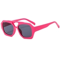 Occhiali da sole retrò rosa con montatura spessa irregolare e design a doppio ponte - Rosa Rosso