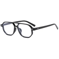 Classic black pilot frame sunglasses with double bridge design and blue light lenses - Black Frame Clear Lenses