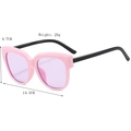 Lunettes de soleil œil de chat rétro avec monture rose et verres violets, vue à 45 degrés - Rose