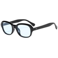 Lunettes de soleil ovales rétro avec monture noire et verres bleus clairs - Monture Noire Verres Bleus