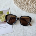 Retro oversized black frame sunglasses with tea lenses and brown tortoiseshell temples - Black Frame Brown Legs