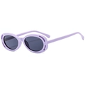 Oval lavender purple sunglasses with hollow frame design and dark grey lenses for women - Regular / Purple Frame Grey Lens