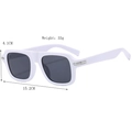 Retro white square frame sunglasses with dark grey lenses and metal hinge details - Solid White (Dark Grey Lens)