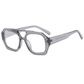 Lunettes de soleil à double pont irrégulier avec monture géométrique gris foncé ZN3181 C3 - Gris Transparent Verres Transparents Anti-Lumière Bleue