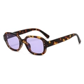 Vintage tortoiseshell oval sunglasses with translucent light purple lenses and thick frames - Leopard Frame Purple Lens
