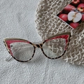 Occhiali cat-eye con montatura leopardata, dettagli dorati e inserti rosa - Rosso Trasp. & Tartarugato