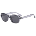 Lunettes de soleil ovales rétro avec monture grise translucide et verres polarisés - Gris Transparent