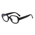 Retro oval sunglasses with black frame, silver dots on temples and anti-blue light lenses - Black Frame Clear Lenses