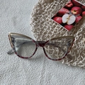 Occhiali cat-eye grigio trasparente con motivo maculato rosso e dettagli dorati - Grigio Trasp. & Tartarugato