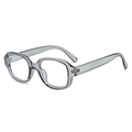 Retro oval sunglasses with transparent grey frame and silver metal hinge details - Grey Green