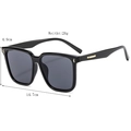 Classic oversized square black sunglasses with gold metal rivets and 28g lightweight frame - Black