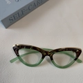 Lunettes de soleil œil de chat rétro en résine écaille et vert translucide pour adultes - Écaille Vert Séparé Lentille Claire
