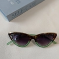 Lunettes de soleil œil de chat rétro avec monture en résine écaille et vert - Écaille Vert Séparé Lentille Grise