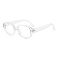 Retro oval sunglasses with transparent thick frames and silver dot accents for men and women - Clear