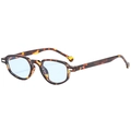 Vintage oval sunglasses with dark tortoiseshell frames and modern light blue lenses - Tortoise Blue