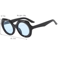 Retro round black frame sunglasses with light blue lenses for outdoor sun protection - Black Frame Blue Lens